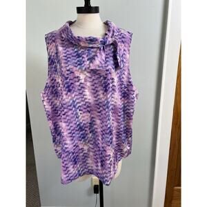 Soft Surroundings Adrie Orchid Top Blouse Tie Collar XXL Office Dressy Church